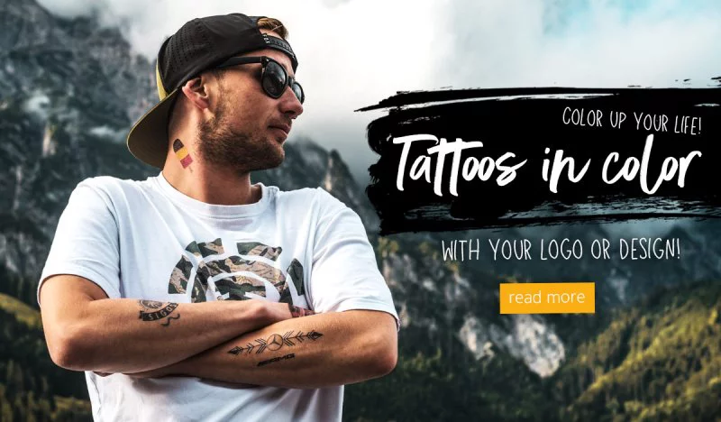 Tattoos in colour with your Logo or Design Infopage Link