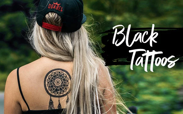 Temporary tattoos in black