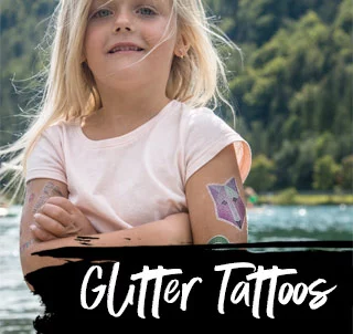 Temporary tattoos with glitter