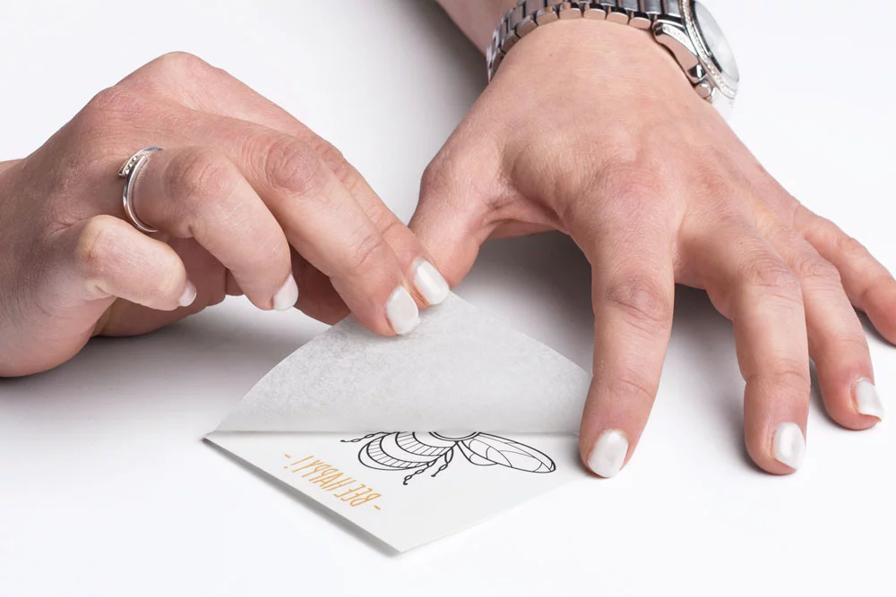 temporary tattoos with sustainable paper cover